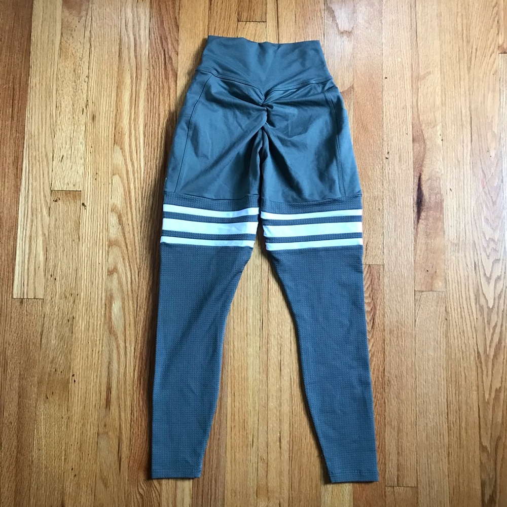Bombshell Sportswear Thigh High Pocket Athletic Leggings Green Small